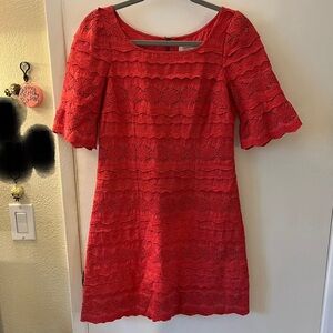 Anthropologie Moulinette Soeurs Dress Crochet Wide Neck Scalloped Short Size 4